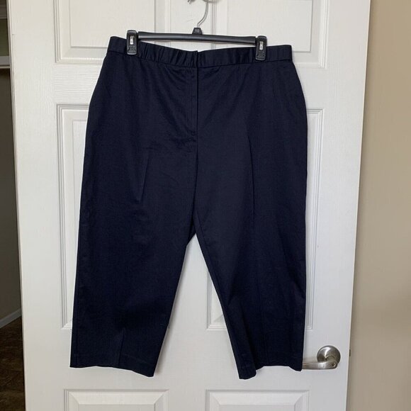 SAG HARBOR Navy Blue Stretch  Zip Cropped Pants Women’s Size 16 NWT - Picture 2 of 10